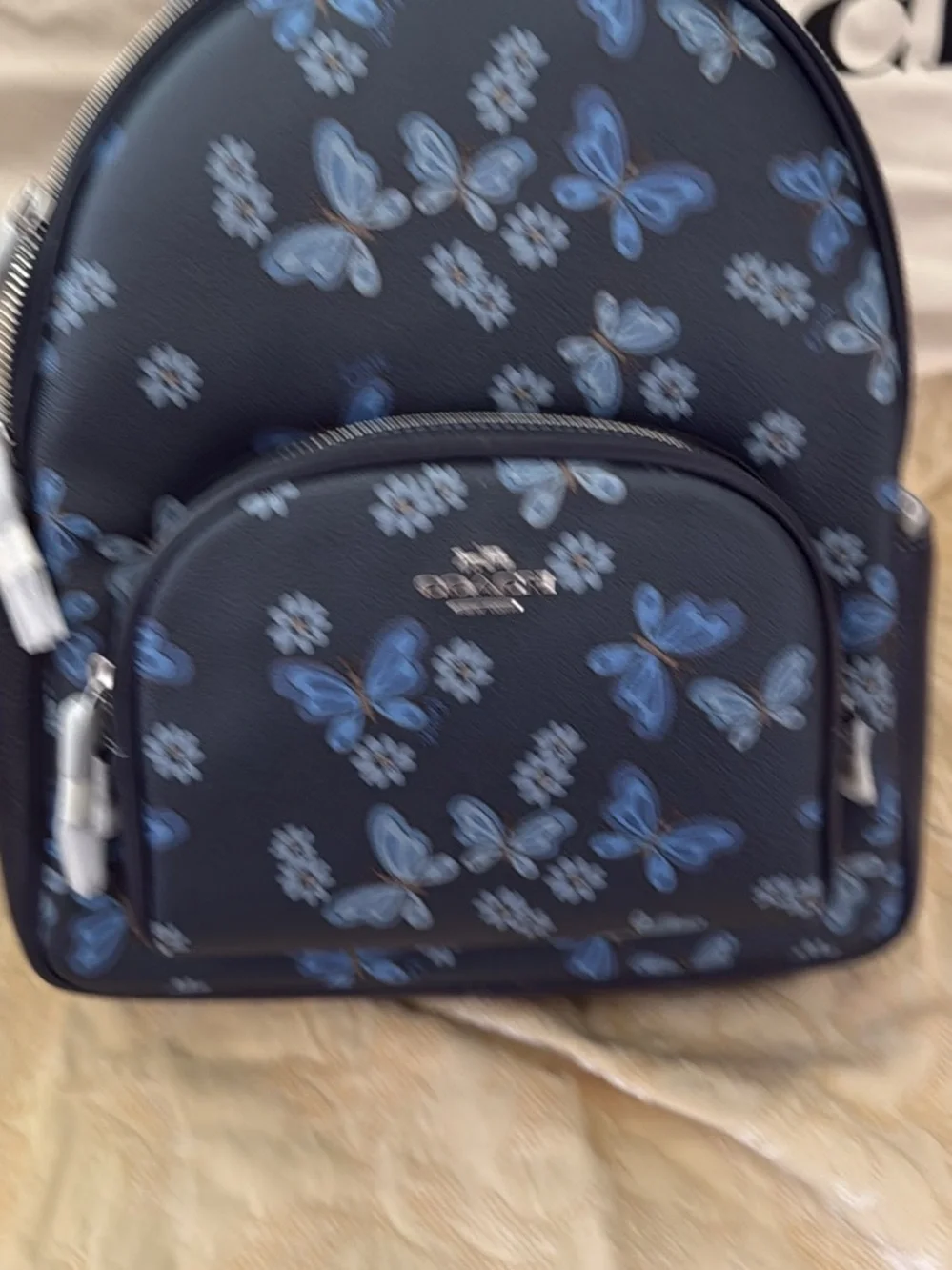 NWT Coach  Blue Butterfly Print backpack